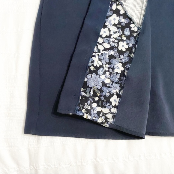 𝅺BCBGMAXAZRIA RUNWAY ZUZANA NAVY LACE FLORAL PATCHWORK SLEEVELESS BOHO DRESS - Picture 10 of 11